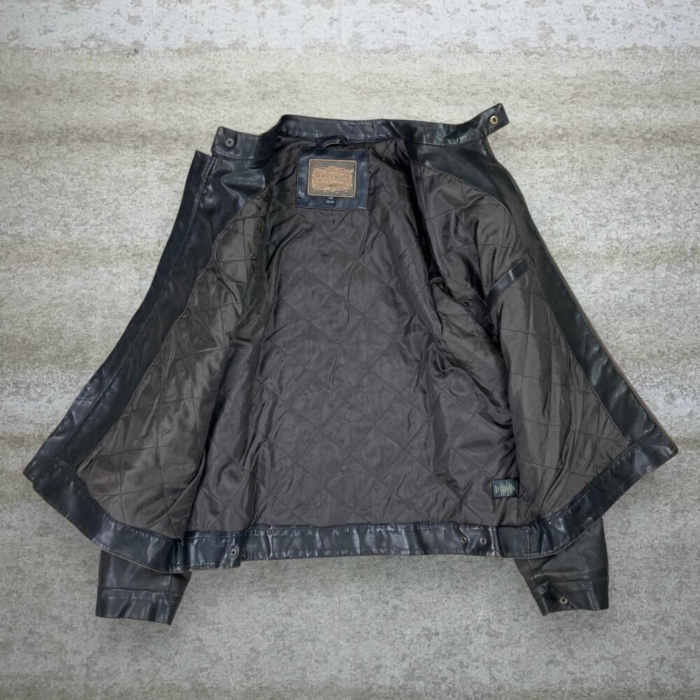 Vintage 90s Arizona Faux Leather Jacket Mens L Mocha Brown Insulated Full Zip - Picture 3 of 9